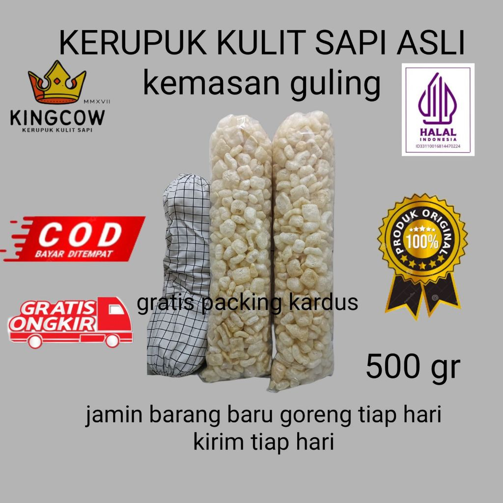 

Dorokdok 500 Gram, Rambak kulit sapi asli solo, kerupuk kulit sapi KINGCOW