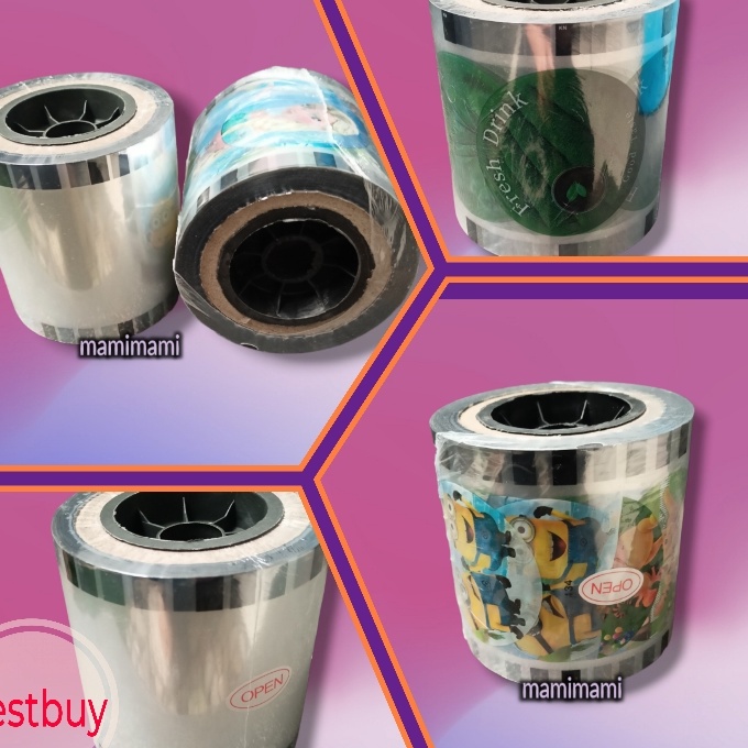 Langka Plastik Seal Cup Polos  Motif Plastic Lid Sealer Cup Motip Kartun Buah Daun Teh Drink 4in1 Th