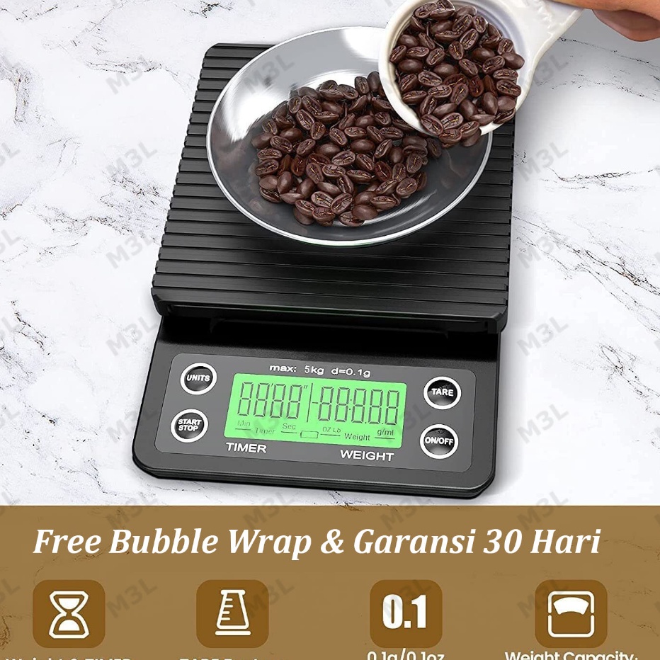 HJ6 Timbangan Kopi Digital 5KG  1GR Timer V6 Drip Coffee Scale