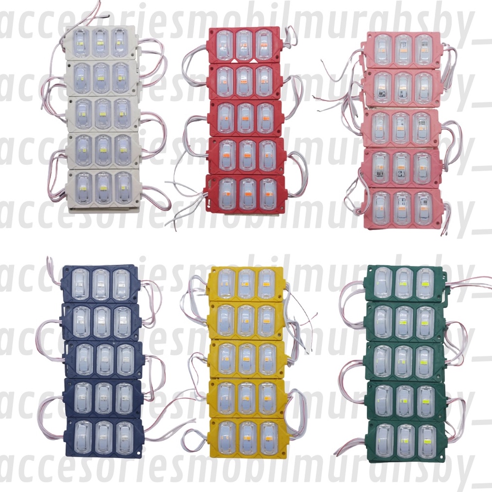 PROMO TERMURAH Lampu Led Modul 3 Mata cembung 12Volt Dan 24Volt Waterproof harga untuk 5 pcs