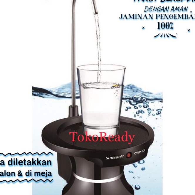 Hemat Pompa Galon Air Elektrik CWP 3 Sunsonic Pompa Air Minum Dudukan Gelas Dengan Tatakan Botol