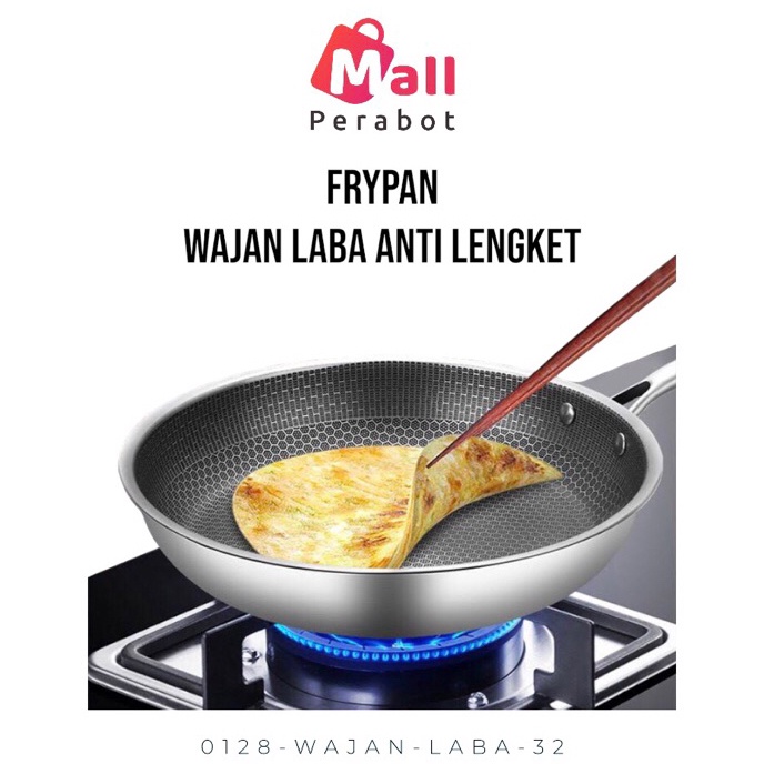 KP8 Mall Perabot  Teflon Jumbo Tebal  Wajan Stainless Steel 32cm  Kuali anti lengket