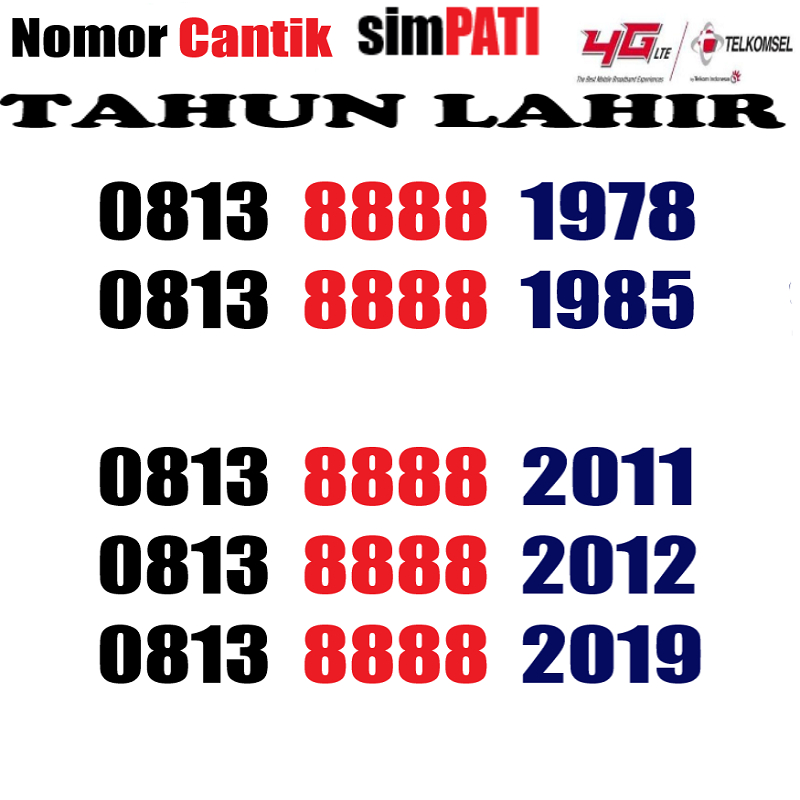 KARTU PERDANA TELKOMSEL NOMOR CANTIK simPATI TAHUN LAHIR 1978, 1985,1986,2011,2012,2019,2002