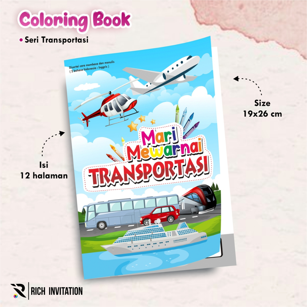 

BUKU EDUKASI MEWARNAI - BUKU MEWARNAI SERI TRANSPORTASI - BUKU ANAK PAUD TK