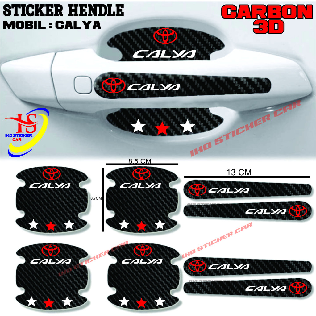 PROMO TERBAIK STICKER CARBON HANDLE MOBIL TOYOTA CALYA STICKER PELINDUNG GAGANG PINTU