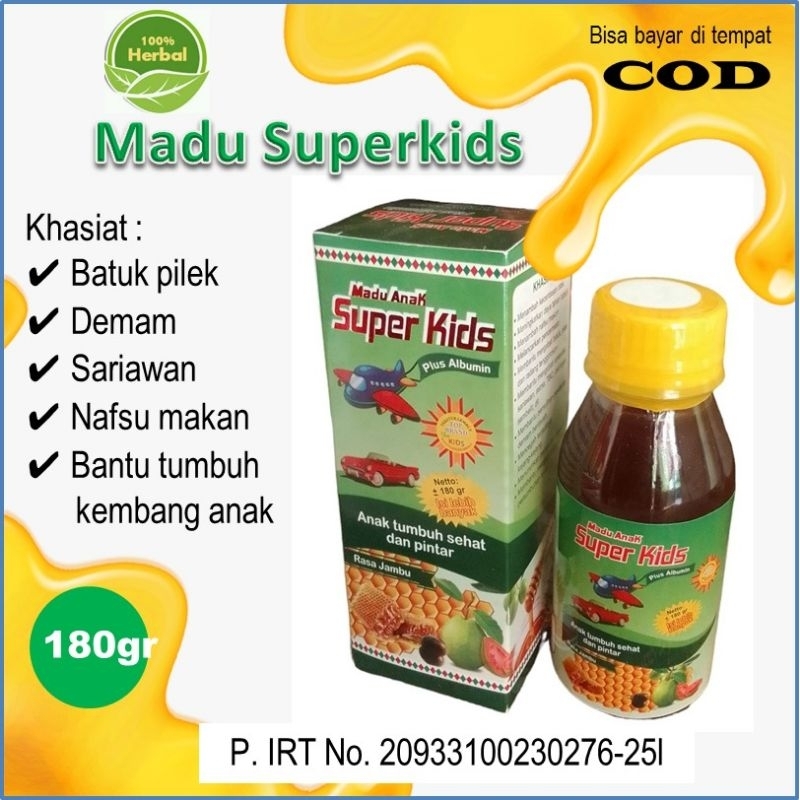 

MADU ANAK SUPERKIDS pereda batuk pilek anak, penambah nafsu makan, bantu pertumbuhan dan kecerdasan anak