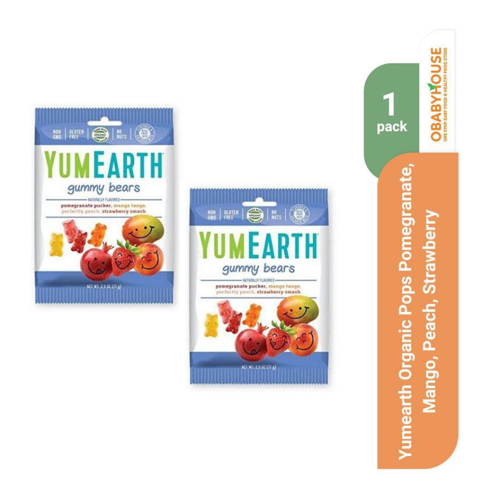 

Yumearth Gummy Bears Pomegranate, Mango, Peach, Strawberry Isi 1 packs