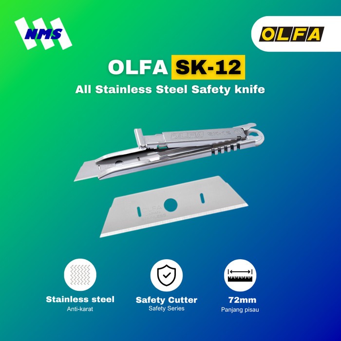 

Pisau Cuter OLFA SK-12 All Stainless Steel Safety Knife Bodi Besi Self Retracting Pemotong Kardus