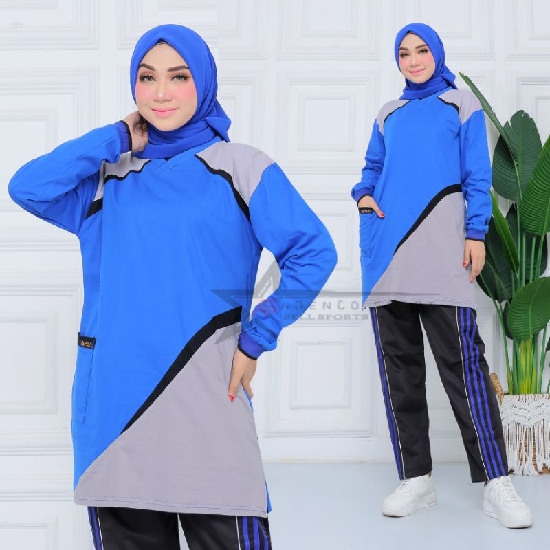Setelan Kaos Olahraga Senam Tunik Muslimah / Setelan Baju Senam Muslimah