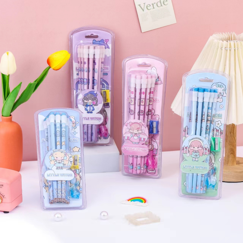 

1 LUSIN PENSIL & PENGHAPUS MINI + RAUTAN + PENSIL GRIP MOTIF KUROMI SANRIO PRINCESS