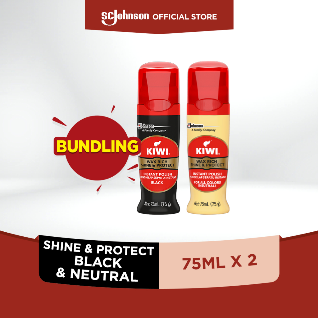 KIWI Shine & Protect Black 75ml + Neutral 75ml - Perawatan Sepatu