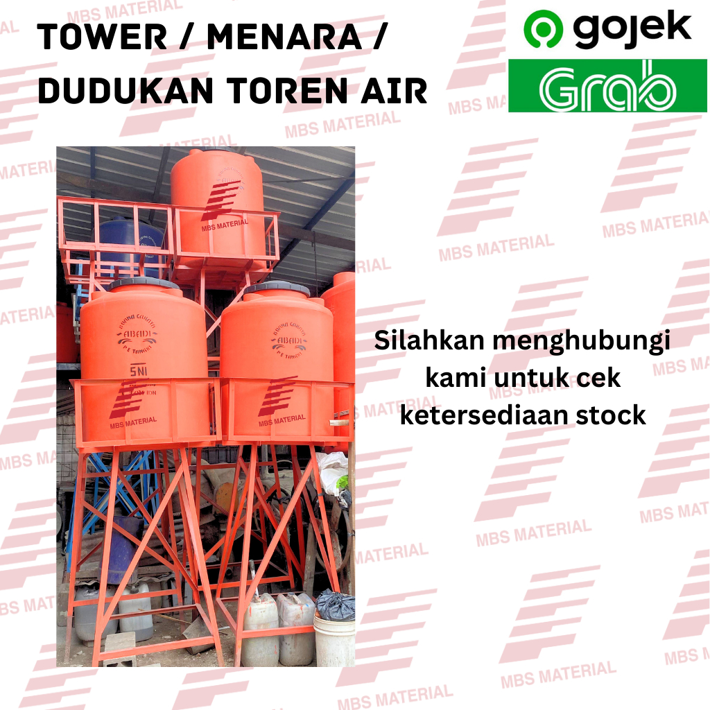 Menara Tiang Tower Toren Tangki Air Custom Tinggi 500 Liter 1000 Liter, 1.5 Meter 3 Meter