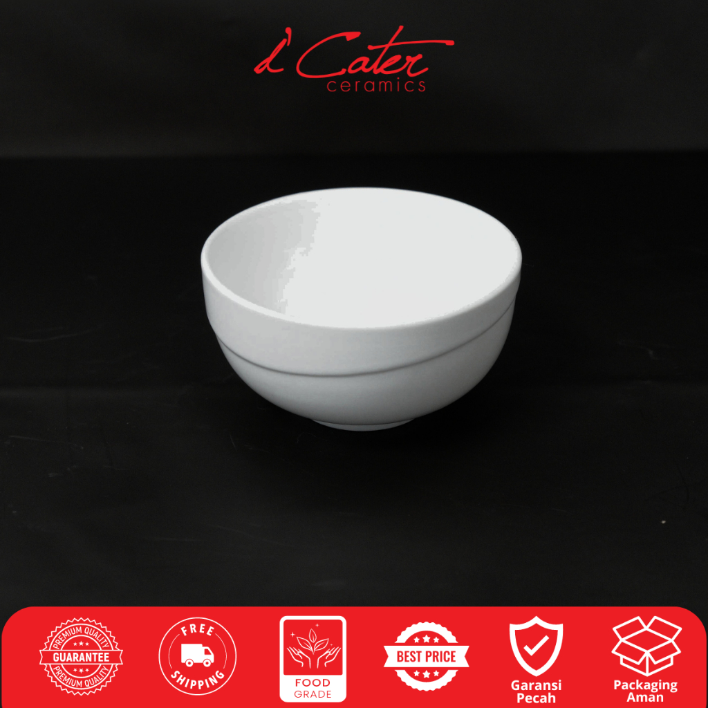 Mangkok Keramik K52 Diameter 9 cm Mangkok Kecil untuk Sop Dessert Snack Mangkok Keramik Putih Porsel