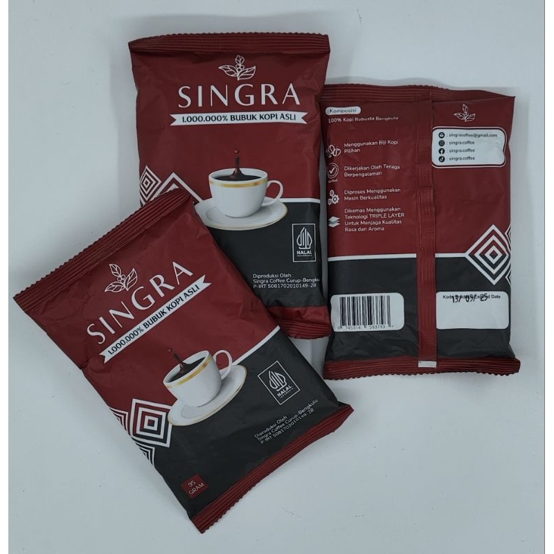 

Singra Coffee, Bubuk Kopi Hitam Robusta Asli Curup - Bengkulu 95 gram