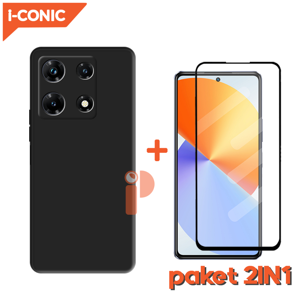 Case Black Matte Infinix 30 Note Pro New Casing + Tempered Glass Layar