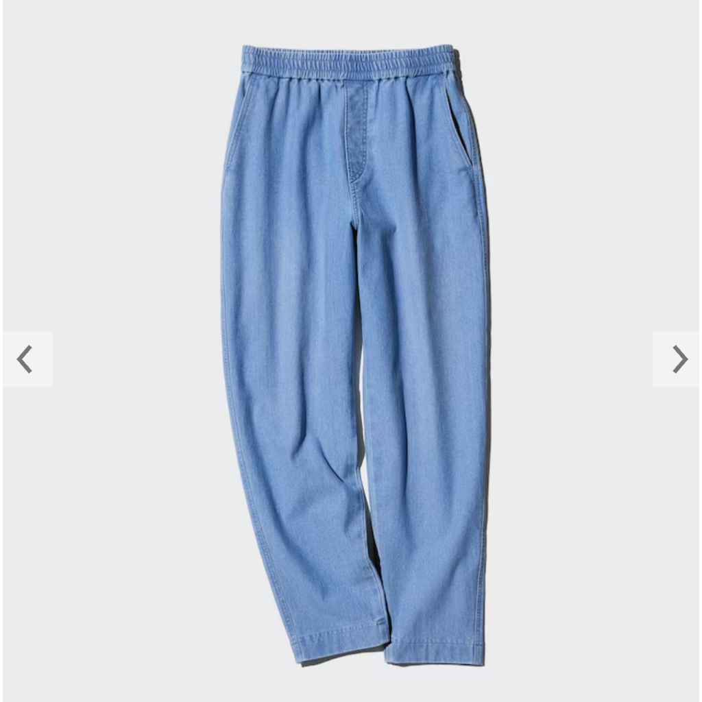 Uniqlo - Celana Tapered Jersey Denim - Blue (Preloved)