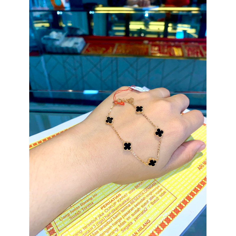 Gelang Emas Wanita Asli 16K(karat)/Cap 700 Model Clover