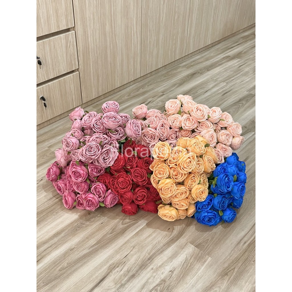 Bunga Mawar Rose Artifisial 7 Cabang Tangkai Plastik / Bunga Plastik / Bunga Buket Pajangan Premium