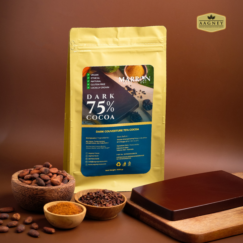 

Couverture Dark 75% Cocoa - Delicacao Bali