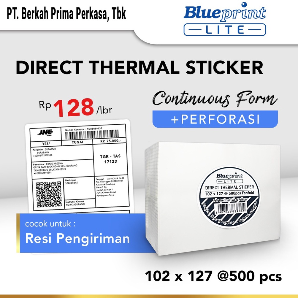 

KODE X27F Direct Thermal Sticker Resi 12 x 127 BLUEPRINT Lite 12x127 mm 5Pcs CF