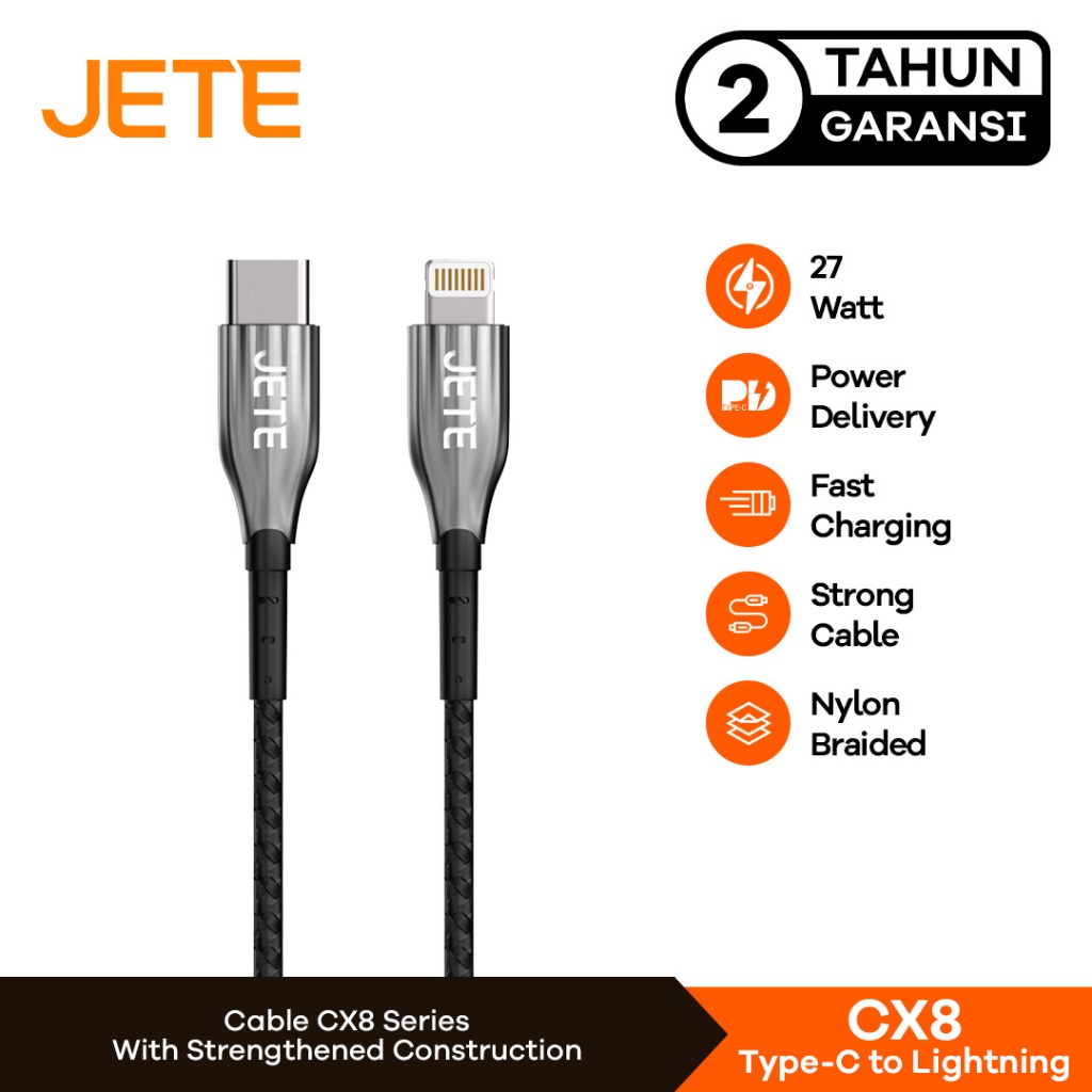 JETE Kabel Data Kabel USB Type C to Iphone Lightning Power Delivery JETE CX8 - Garansi 2 Tahun