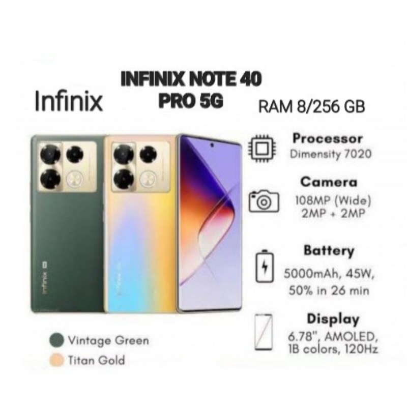 HP INFINIX NOTE 40 PRO 5G NFC RAM 8/256 GB GARANSI RESMI