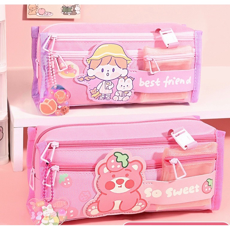 

KODE U26B Tempat pensil Ala Korean Student Motif Kartun Lucu kotak pensil Karakter Kartun lucu