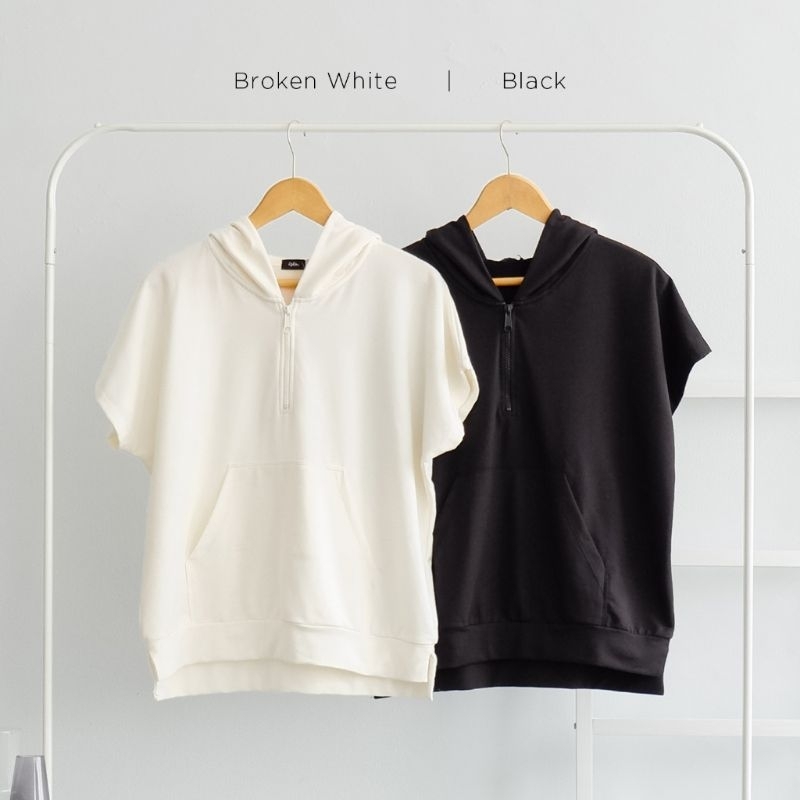 ZS hoodie wanita lengan pendek zipper - baby terry premium