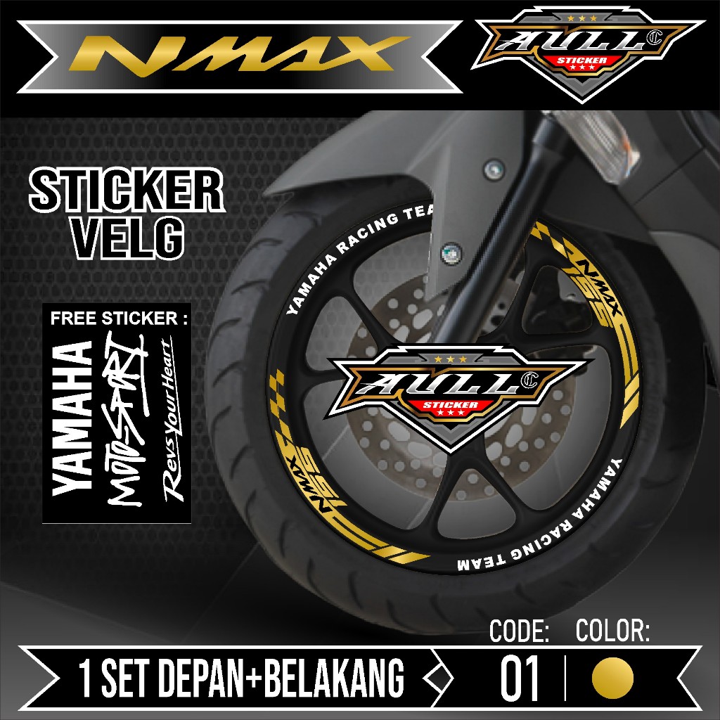 Sticker Velg Nmax Cutting Velg Motor Yamaha NMAX Old List Stiker Cutting Velk Ban Variasi Set Depan 