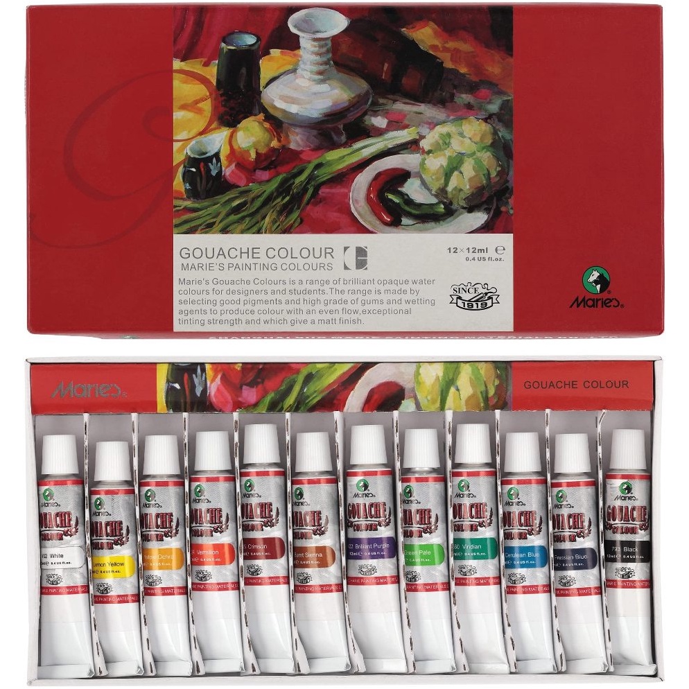 

KODE N63P MARIES GOUACHE COLOR 12ML 7312B 7318B 12 WARNA 18 WARNA