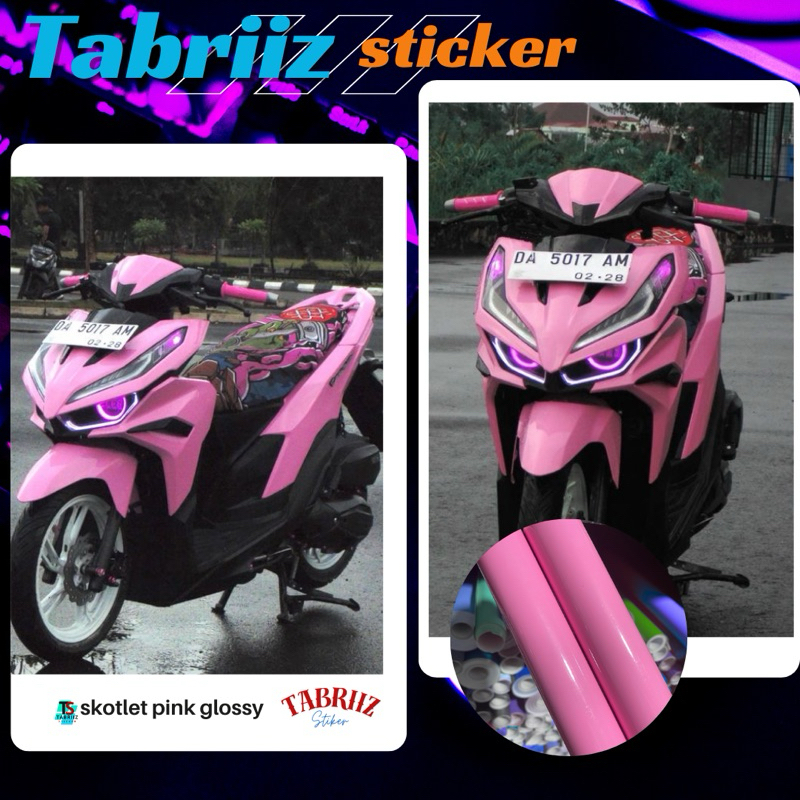 

stiker skotlet warna pink glossy best quality untuk variasi body kendaraan