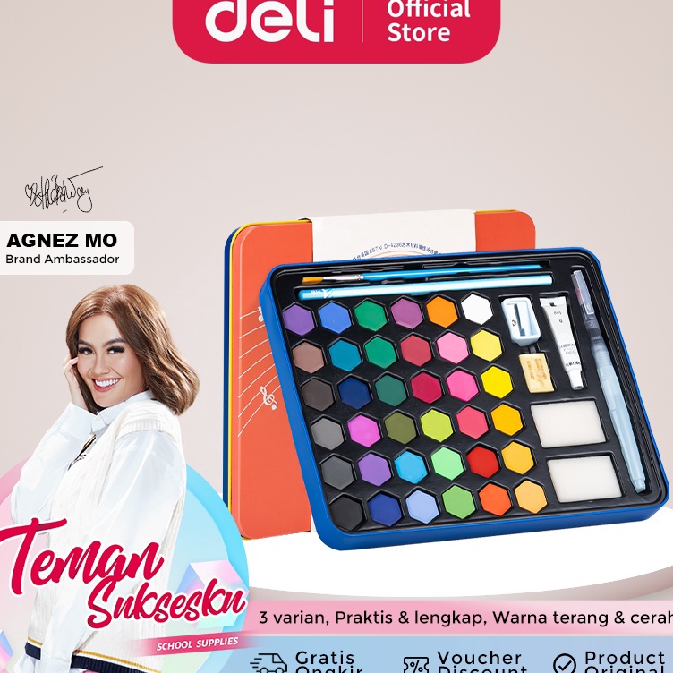 

KODE L15H Cat Air Padat Solid Watercolor Paint Deli dengan Kuas Air Otomatis 73936X