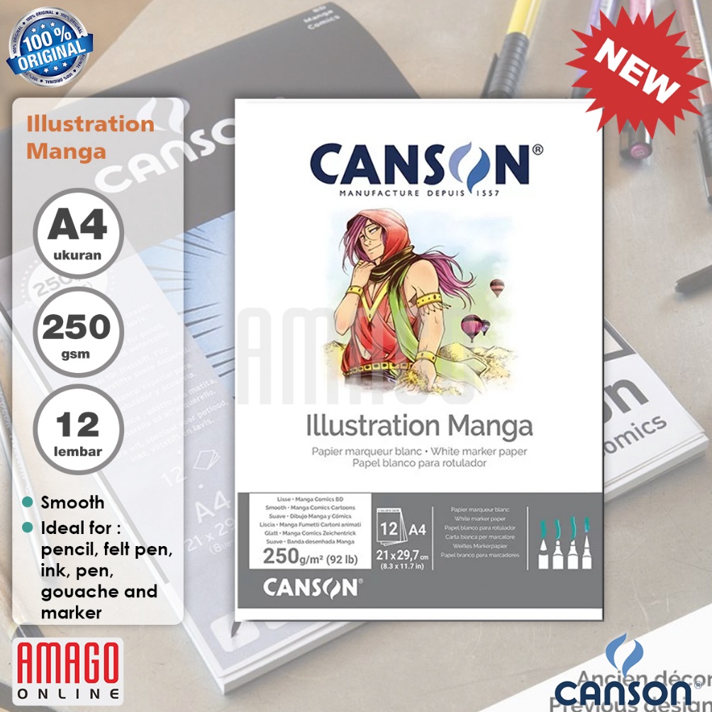 

KODE L23Z Buku Gambar CANSON Illustration Manga 12 sheets ukuran A4 25 gsm Pad 23872