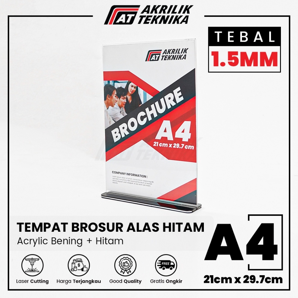 

KODE S2T Tempat Brosur Akrilik Tent Card Holder Qris Barcode Nomor Menu Meja Kaki Hitam Ukuran A4