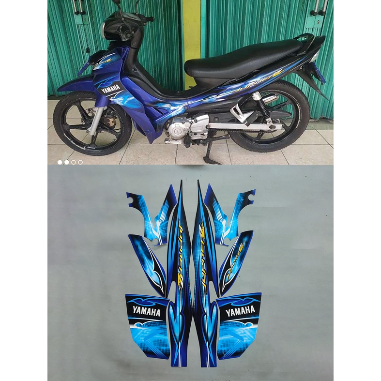 STIKER BODY MOTOR JUPITER Z BURUNG HANTU 2008 BIRU HITAM SATU SET STIKER STRIPING FULL BODY MOTOR