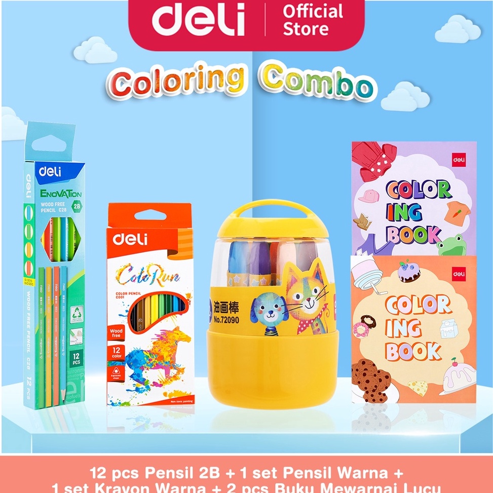 

KODE R89H PAKET MEWARNAI LENGKAP Pensil 2B Pensil Warna Krayon Buku Mewarnai