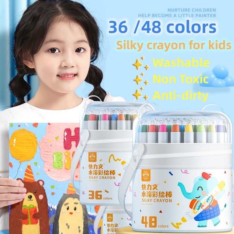 

KODE B96B Free Brush3648pcs Crayon For Kids Washable Non Toxic Colouring Painting Oil Pastel Drawing Art Krayon Tidak Kotor Tangan Childrens Gift
