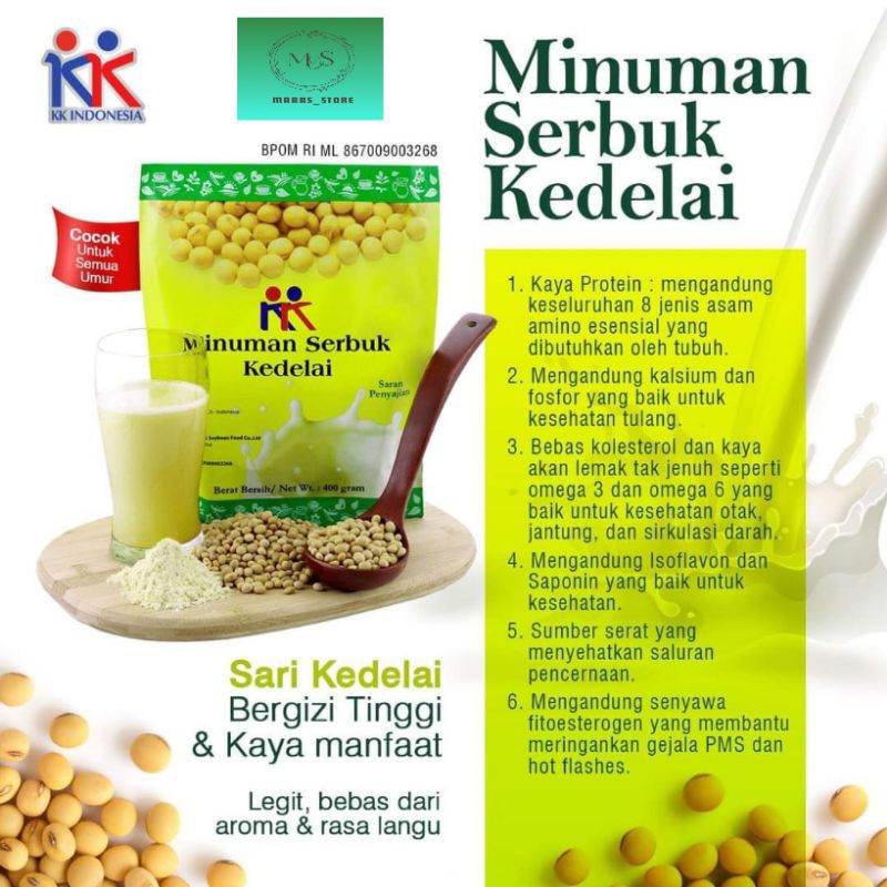 

SUSU Kedelai Bubuk KK minuman serbuk kedelai soya bean non GMO 1 pac 400gram