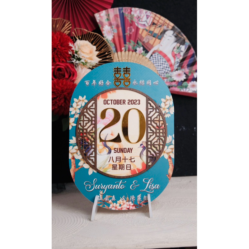 

Wedding Kalender / Sangjit Kalender Acrylic mix Wood Happiness Type Custom Design