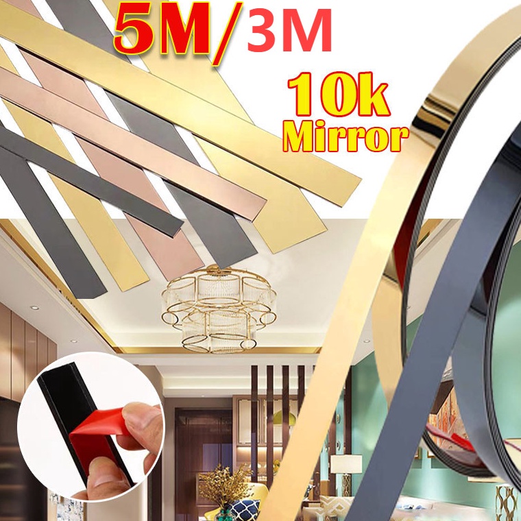 KODE T3Y 5M List Plat Strip Mirror Gold List Plat Strip Mirror Gold List dindingStrip Mirror Gold St