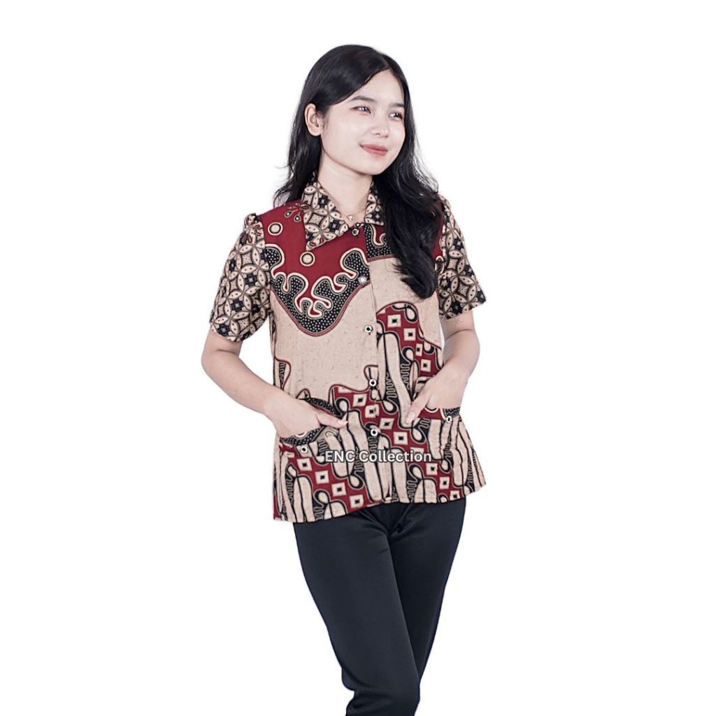 BEST SELLER BLOUSE BATIK PARADISE BATIK COUPLE - BATIK WANITA KEMEJA - ATASAN MODERN BATIK - HEM