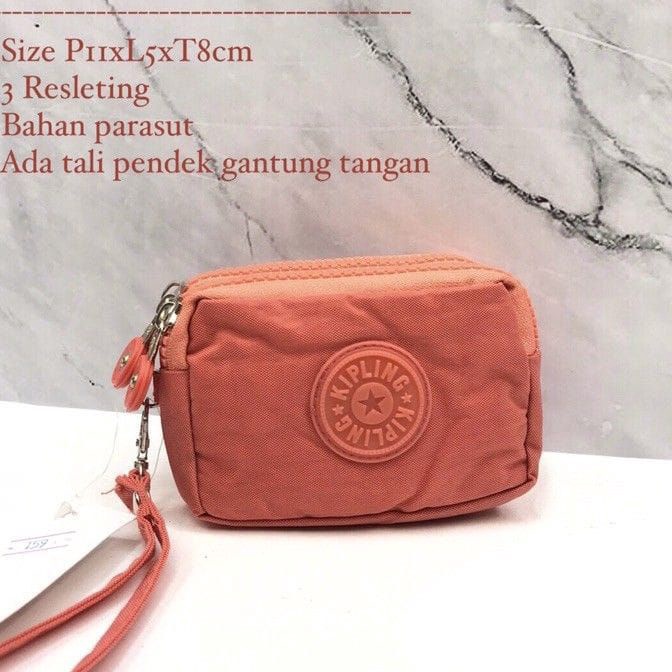 Wah KP159 Dompet Koin Dompet Wanita Import 3 ruang mini polos Dompet koin hp kosmetik