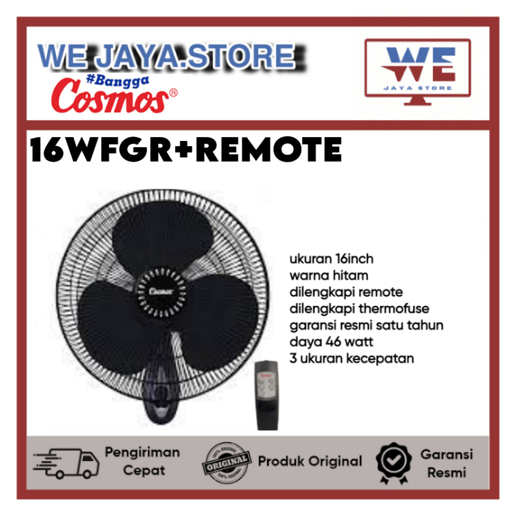 KIPAS ANGIN DINDING COSMOS 16WFGR+REMOTE 16INCH