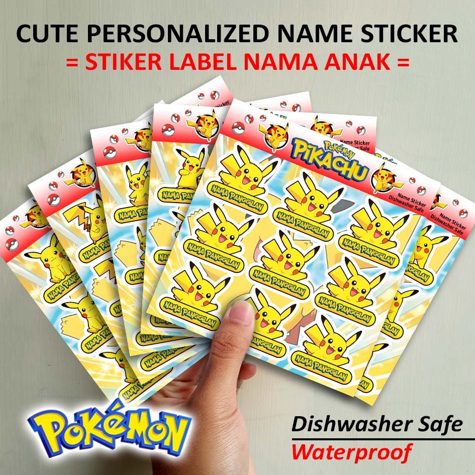 

STIKER LABEL NAMA ANAK CUSTOM STICKER NAME TAG LABEL KUSTOM SERI POKEMON PIKACHU