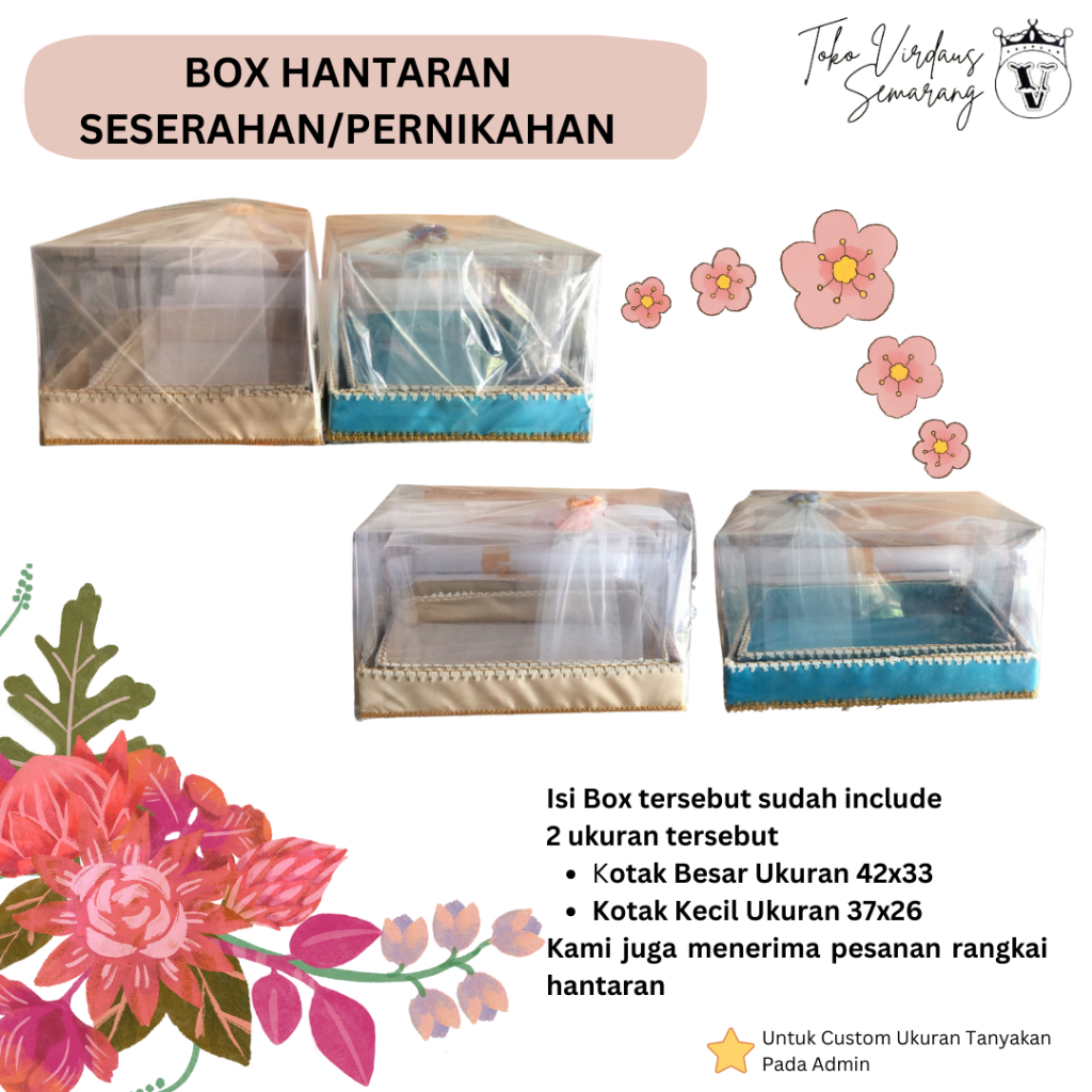 

Box Hantaran biasa dan Baki Mika untuk Seserahan/Pernikahan - isi 2 dan 4