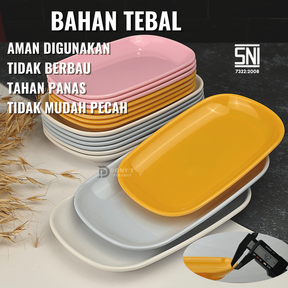 Piring Melamin Asli (Keramik Imitasi) Tebal 7 8 Inch Piring Persegi Panjang Sushi dimsum Appetizer