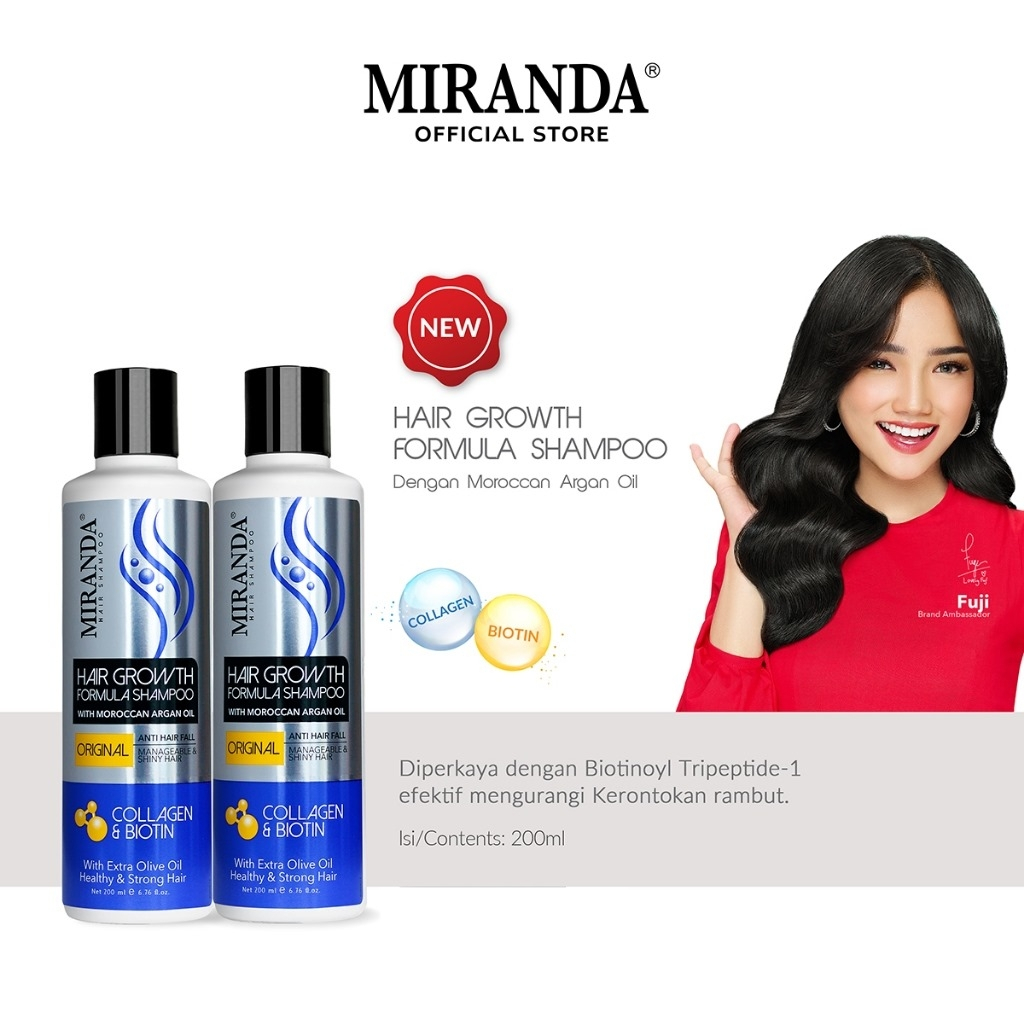 MIRANDA Shampoo Original 200 ml Collagen & Biotin Shampo Kuda