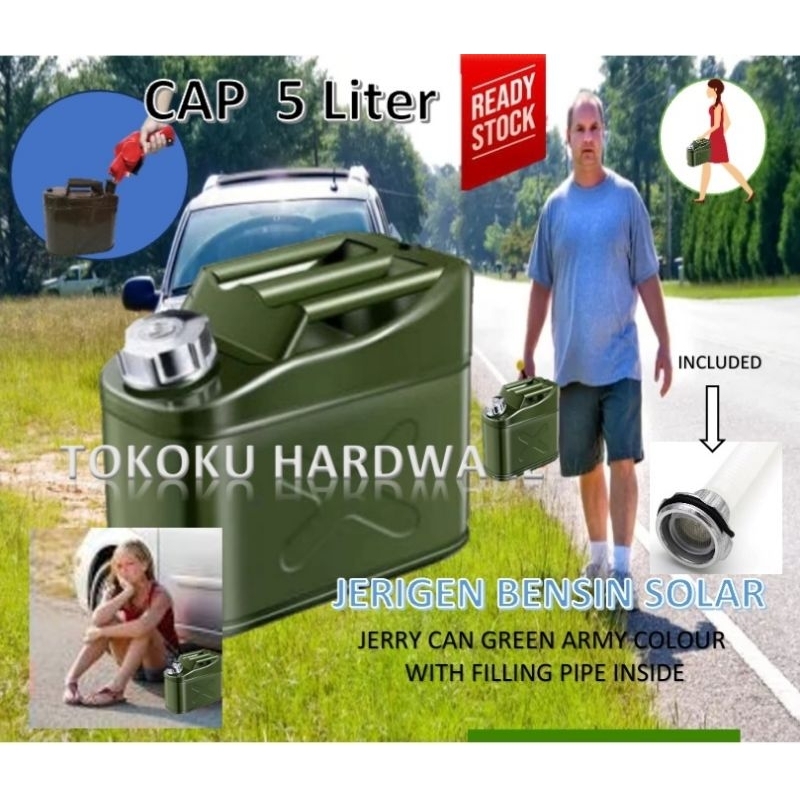 JERIGEN BESI  ( JERRY CAN STEEL ) 5 Liter  BBM BENSIN/ SOLAR