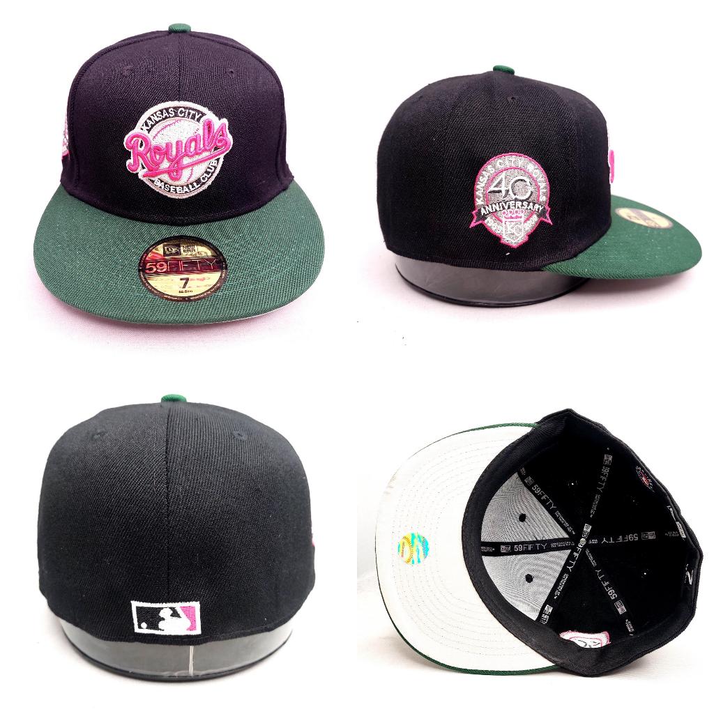 TOPI FITTED MLB KC ROYALS HITAM VISOR HIJAU