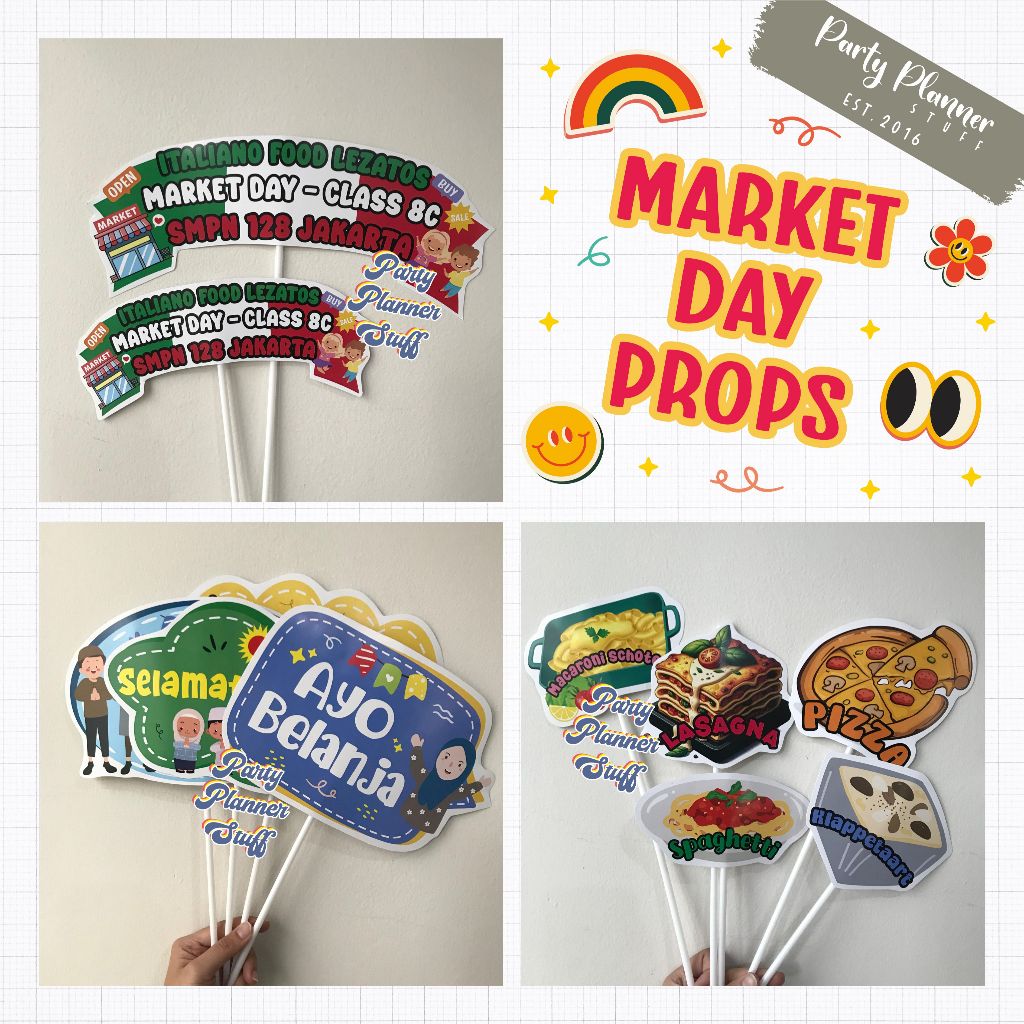 Market day props / fun props market day / custom photobooth property tema market day / acc dekor mar